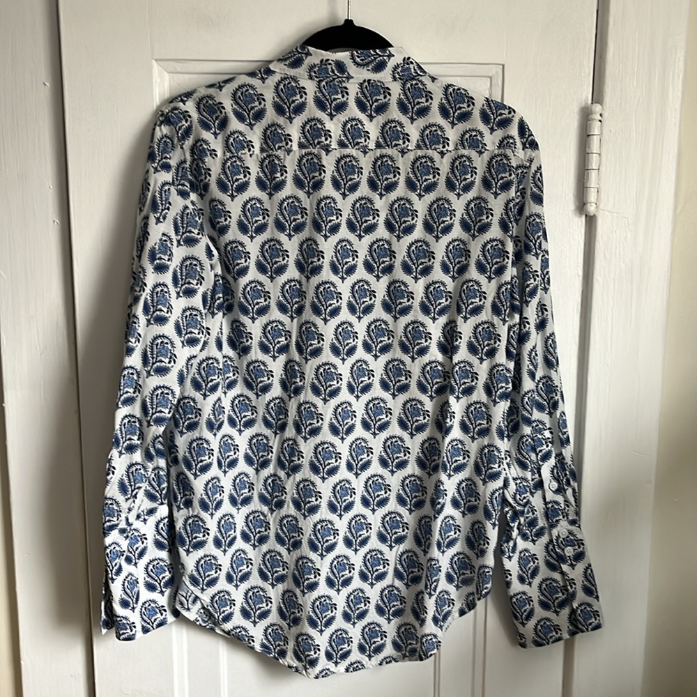 JCREW Blue Garçon Cotton-blend Voile Shirt In bouquet block print - Picture 9 of 9